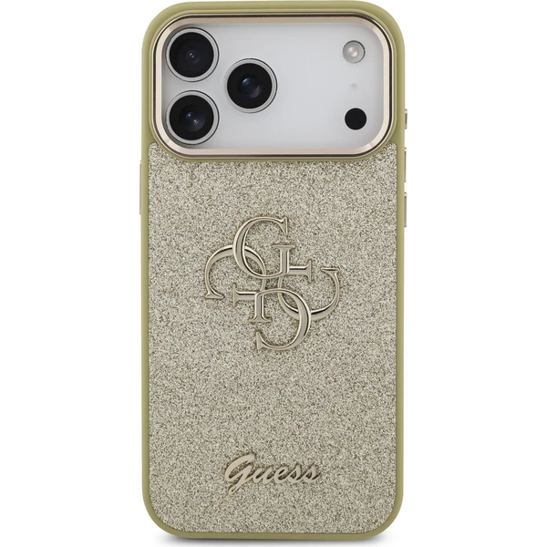 Guess-PU-Fixed-Glitter-4G-Metal-Frame-kryt-iPhone-17-Pro-Max-zlaty