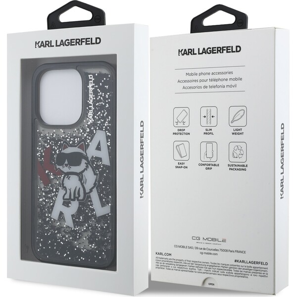 Karl-Lagerfeld-Liquid-Glitter-Scattered-Choupette-kryt-iPhone-16-Pro-Max-cerny