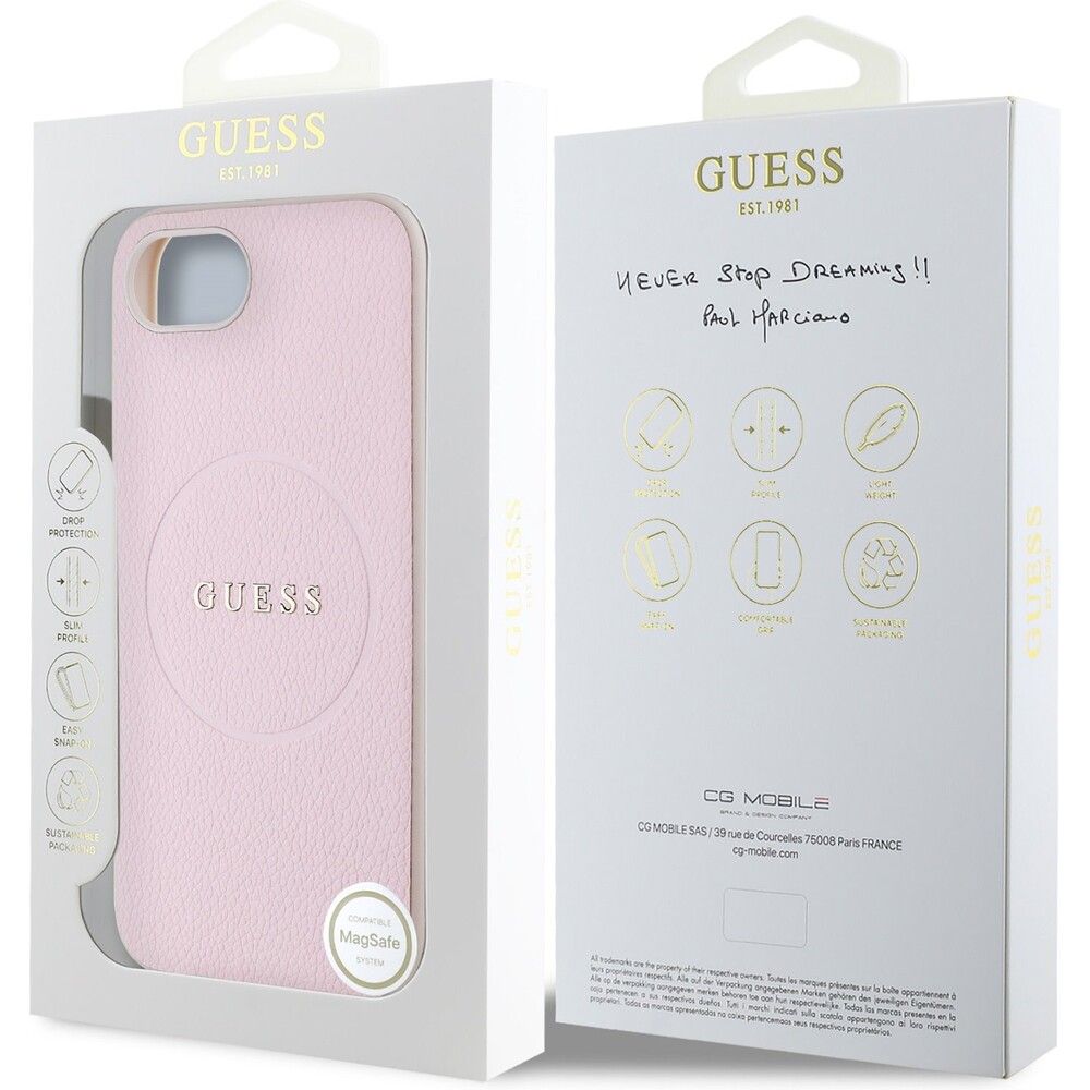 Guess-PU-Grained-Classic-Logo-MagSafe-kryt-iPhone-17e-16e-ruzovy
