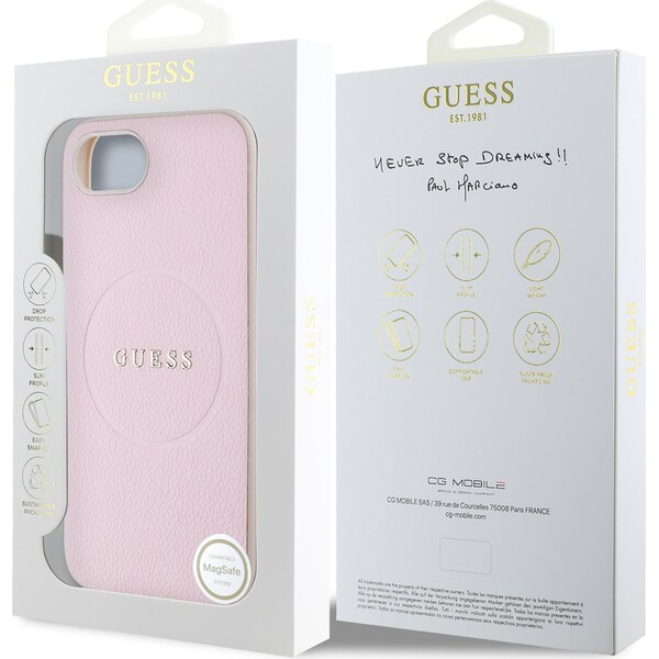 Guess-PU-Grained-Classic-Logo-MagSafe-kryt-iPhone-17e-16e-ruzovy