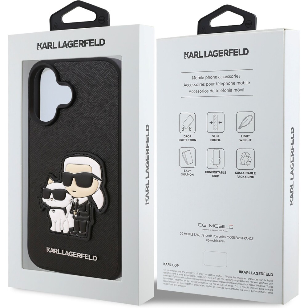 Karl-Lagerfeld-PU-Saffiano-Karl-and-Choupette-kryt-pro-iPhone-16-Plus-cerny