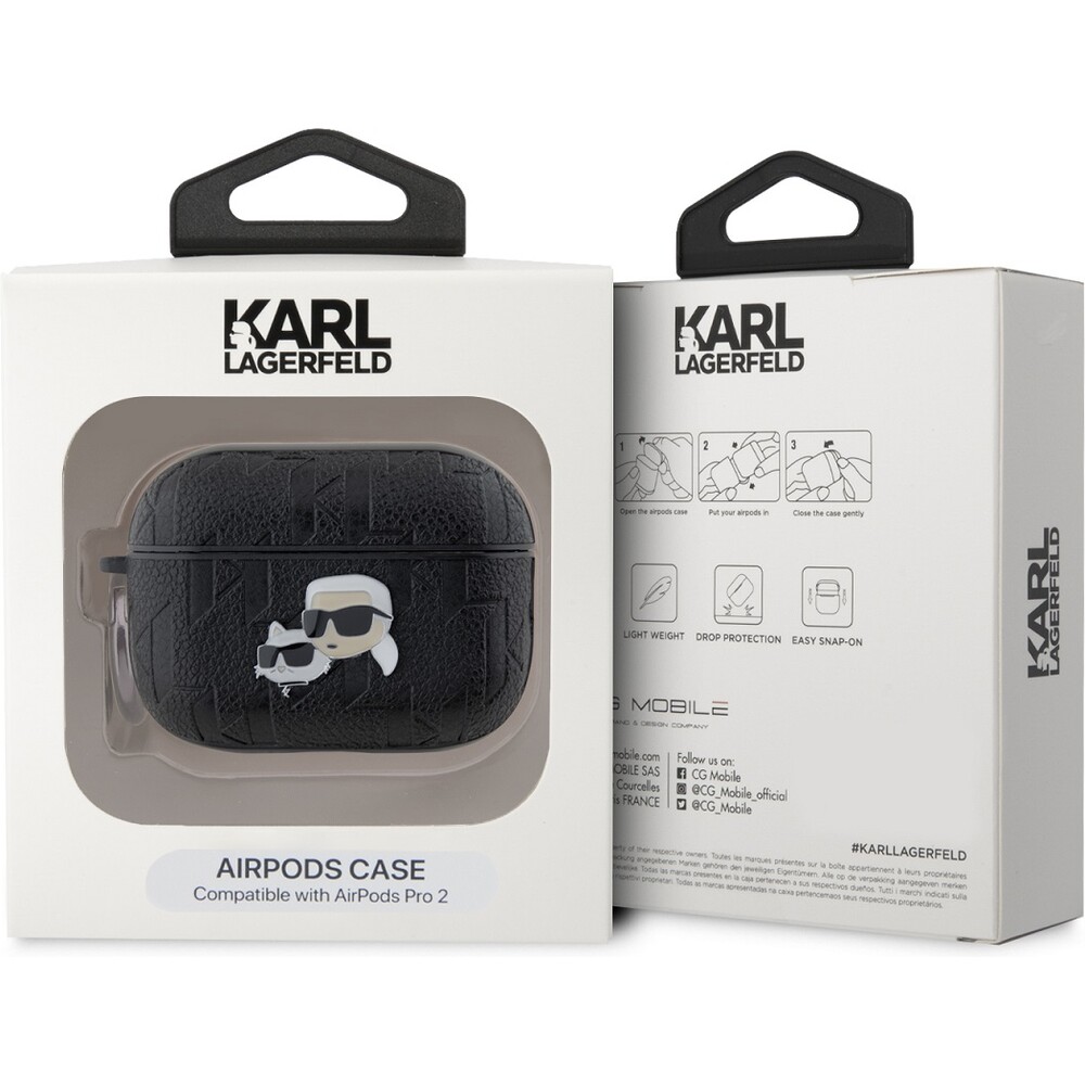 Karl-Lagerfeld-PU-Embossed-Karl-and-Choupette-Heads-pouzdro-AirPods-Pro-2-cerne