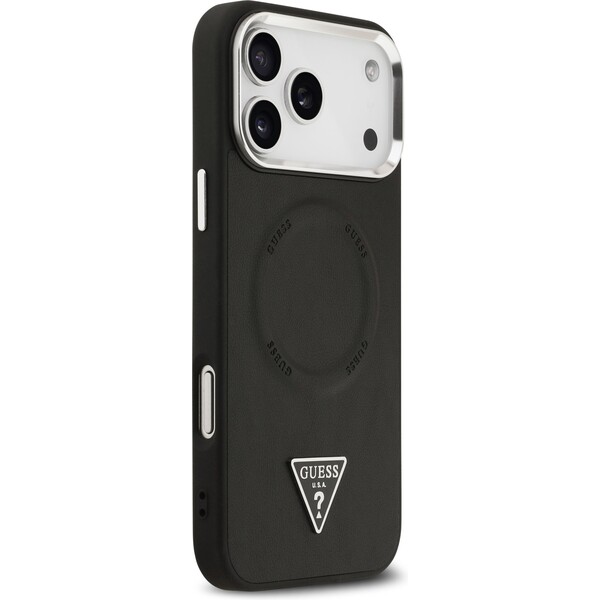 Guess-PU-Leather-Triangle-Logo-MagSafe-kryt-iPhone-17-Pro-Max-cerny