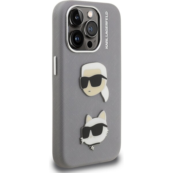 Karl-Lagerfeld-Grained-PU-K-CH-Heads-kryt-iPhone-15-Pro-sedy