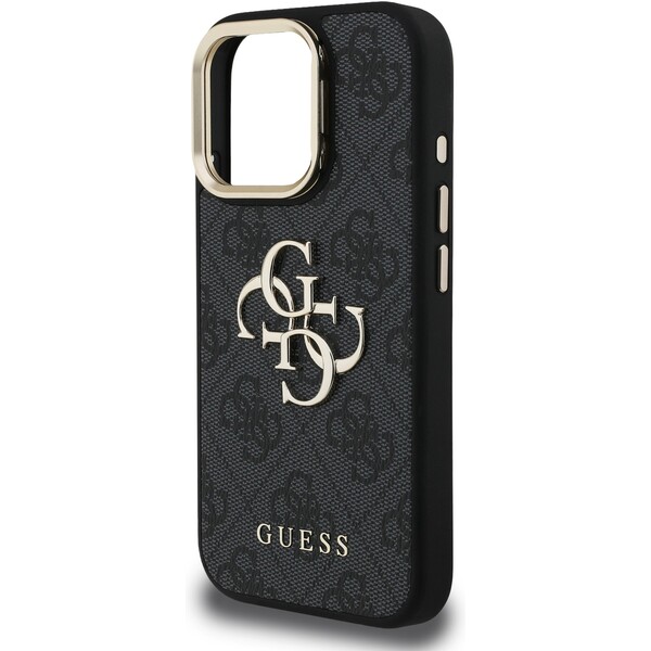 Guess-PU-4G-Metal-Logo-Stand-Camera-Frame-kryt-iPhone-15-Pro-Max-cerny