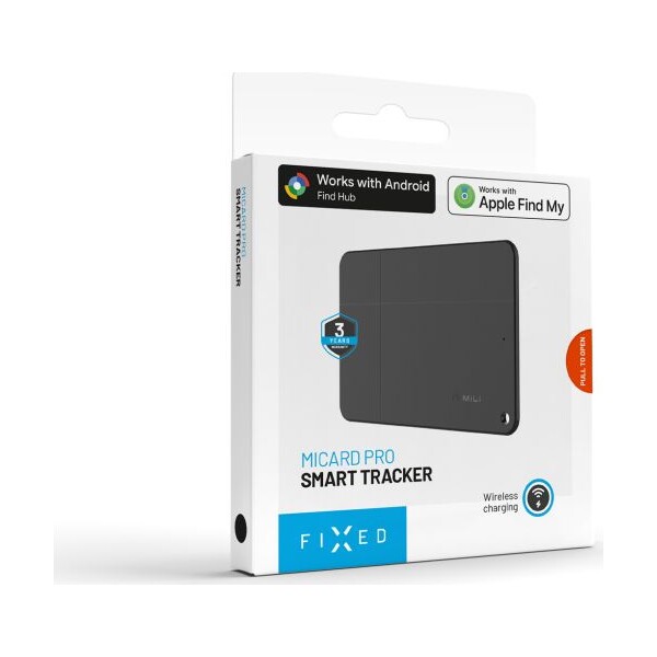 FIXED-MiCard-Pro-smart-lokator-s-Find-My-a-Find-Hub-cerny