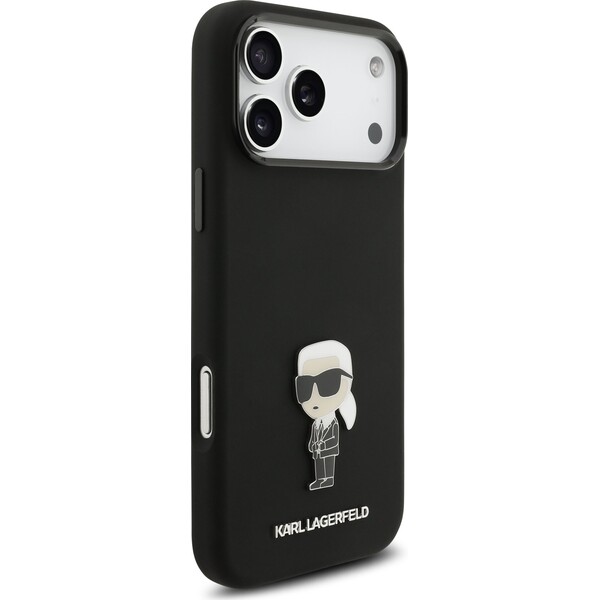 Karl-Lagerfeld-Liquid-Silicone-Metal-Ikonik-kryt-iPhone-17-Pro-Max-cerny