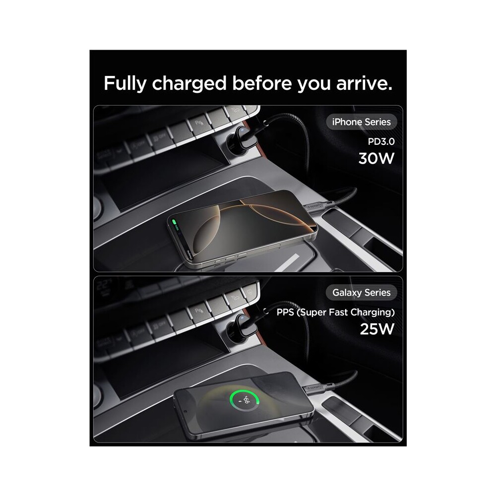 Spigen-Essential-30W-USB-C-nabijecka-do-auta-EV301-cerna