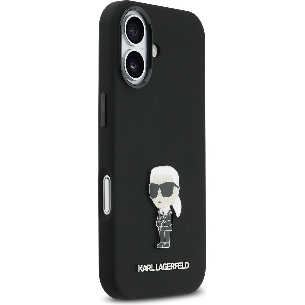 Karl-Lagerfeld-Liquid-Silicone-Metal-Ikonik-kryt-iPhone-17-cerny