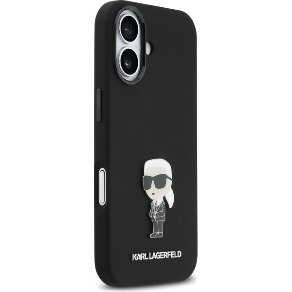Karl-Lagerfeld-Liquid-Silicone-Metal-Ikonik-kryt-iPhone-17-cerny