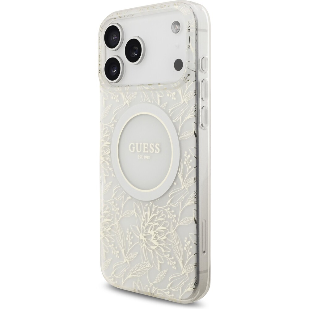 Guess-IML-Flowers-Allover-Strap-MagSafe-kryt-iPhone-17-Pro-Max-bily
