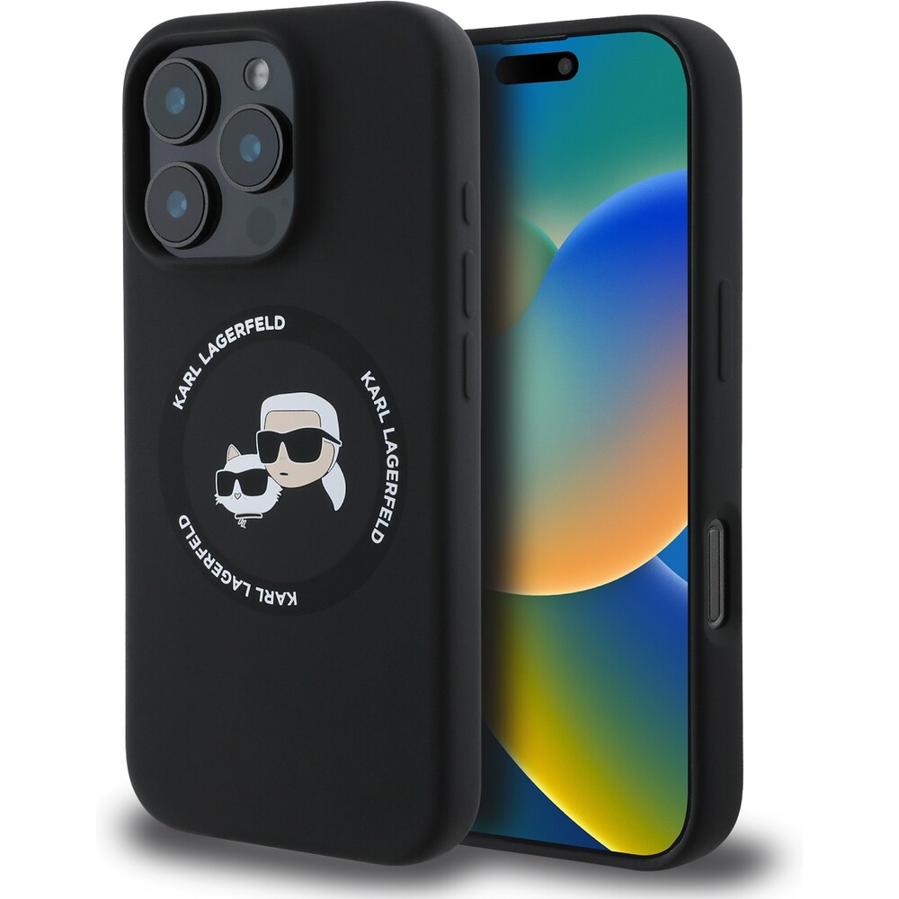 Karl-Lagerfeld-Liquid-Silicone-K-CH-Heads-MagSafe-kryt-iPhone-16-Pro-Max-cerny