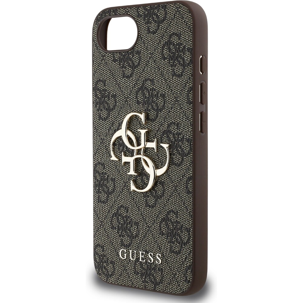 Guess-PU-4G-Metal-Logo-kryt-iPhone-17e-16e-hnedy