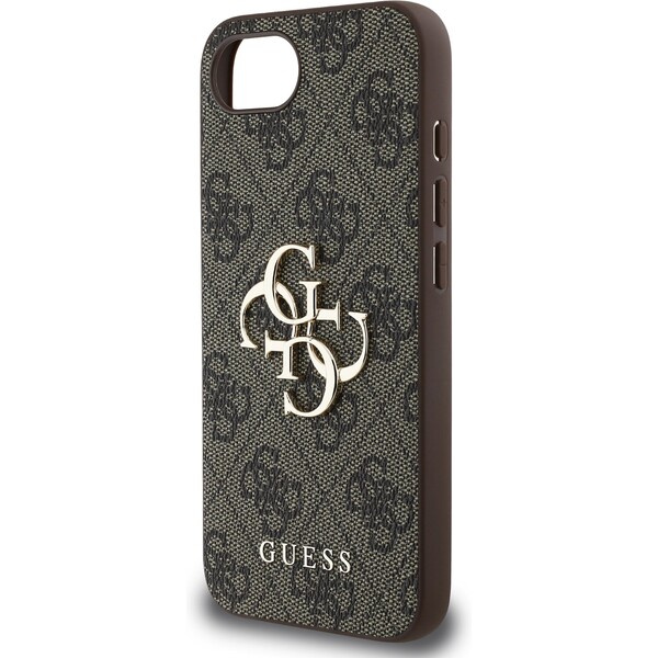 Guess-PU-4G-Metal-Logo-kryt-iPhone-17e-16e-hnedy