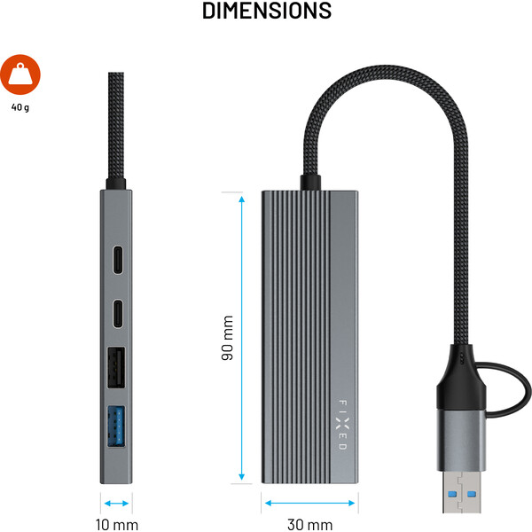 FIXED-4-portovy-hlinikovy-USB-C-HUB-Port-s-USB-A-adapterem-vesmirne-sedy