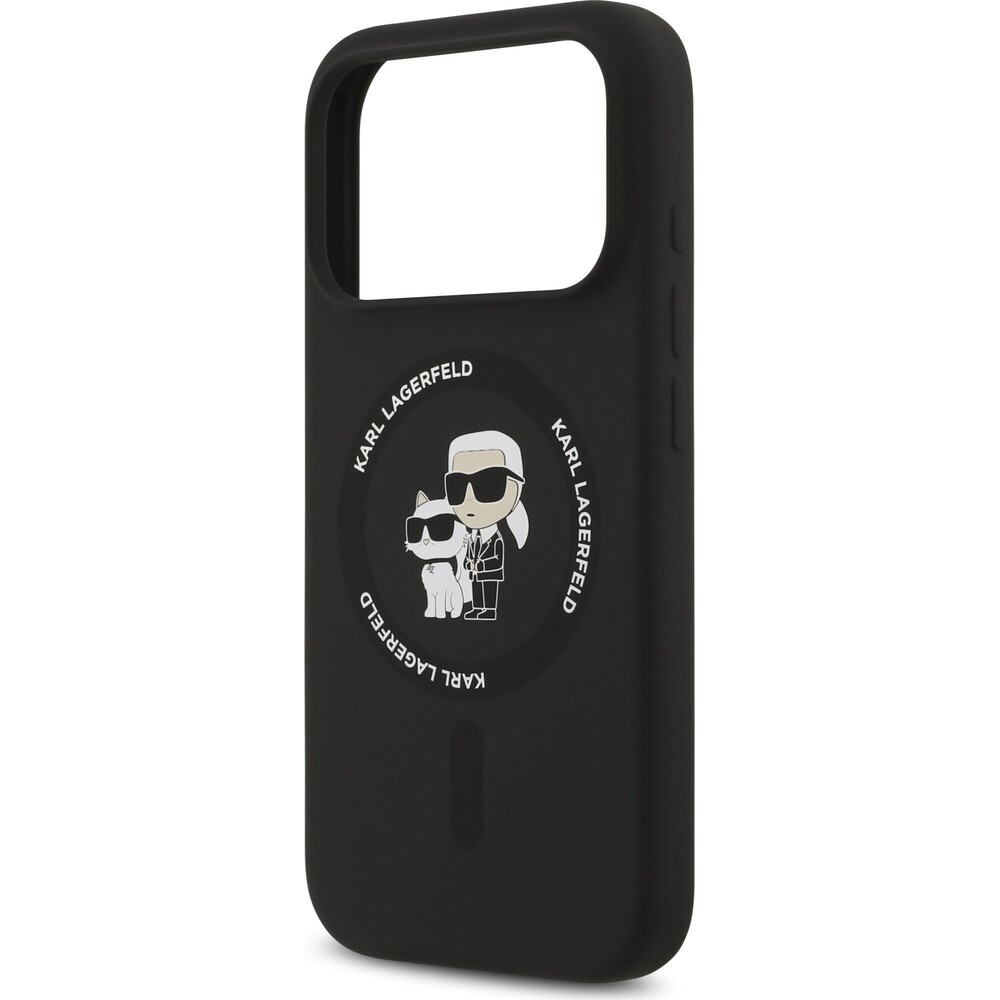 Karl-Lagerfeld-Liquid-Silicone-Karl-and-Choupette-MagSafe-kryt-iPhone-17-Pro-cerny