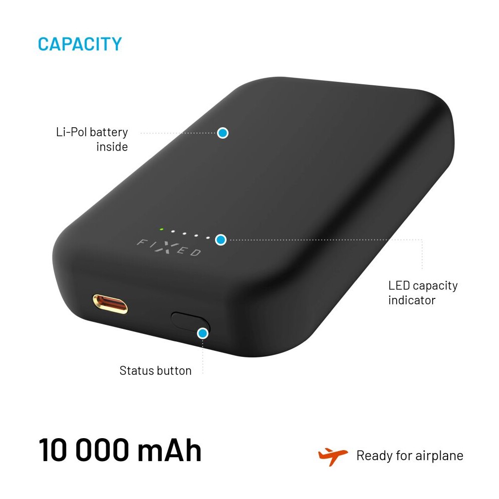 FIXED-MagZen-powerbanka-s-bezdratovym-nabijenim-a-Magsafe-10000-mAh-cerna