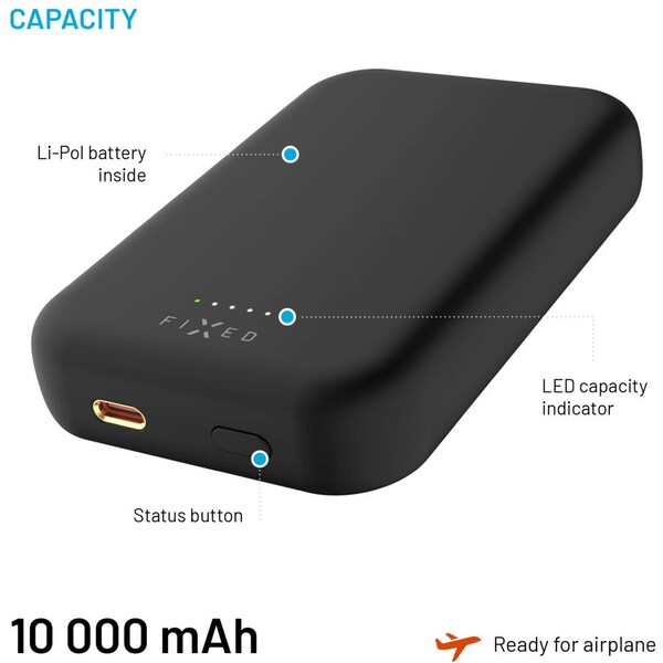 FIXED-MagZen-powerbanka-s-bezdratovym-nabijenim-a-Magsafe-10000-mAh-cerna