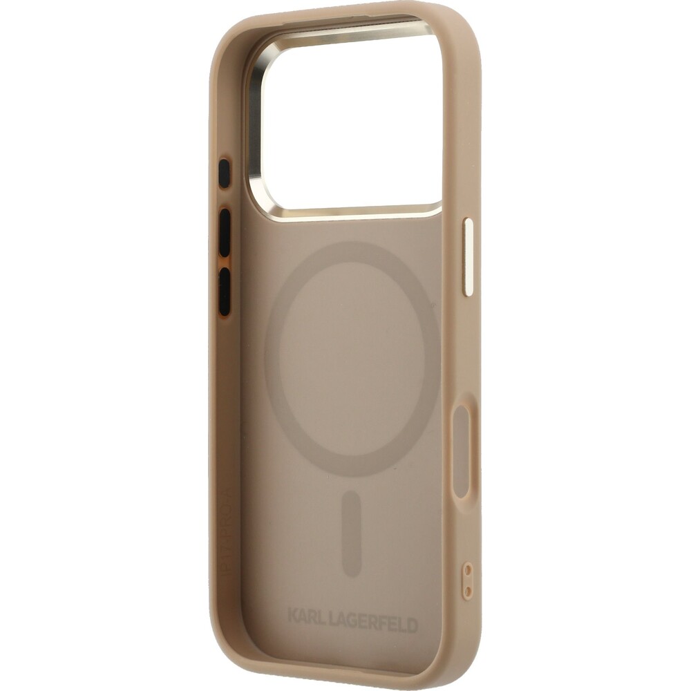 Karl-Lagerfeld-PU-Perforated-Gold-Dots-MagSafe-kryt-iPhone-17-Pro-Max-bezovy