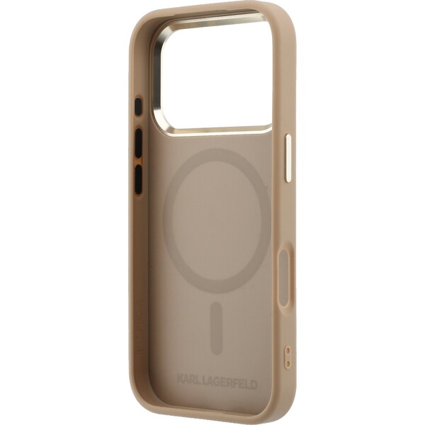 Karl-Lagerfeld-PU-Perforated-Gold-Dots-MagSafe-kryt-iPhone-17-Pro-Max-bezovy