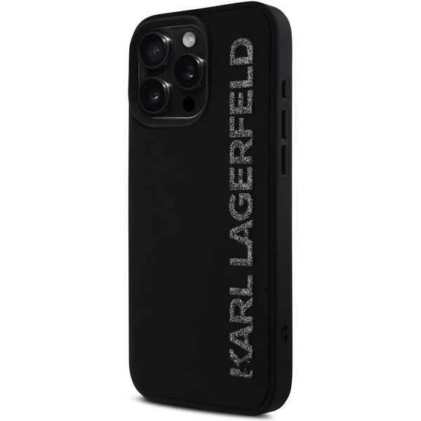 Karl-Lagerfeld-3D-Rubber-Glitter-Logo-kryt-iPhone-16-Pro-cerny