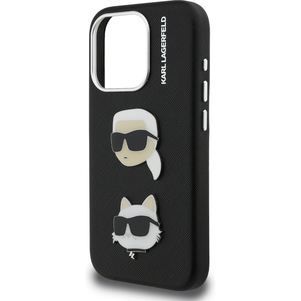 Karl-Lagerfeld-Grained-PU-K-CH-Heads-kryt-iPhone-15-Pro-Max-cerny