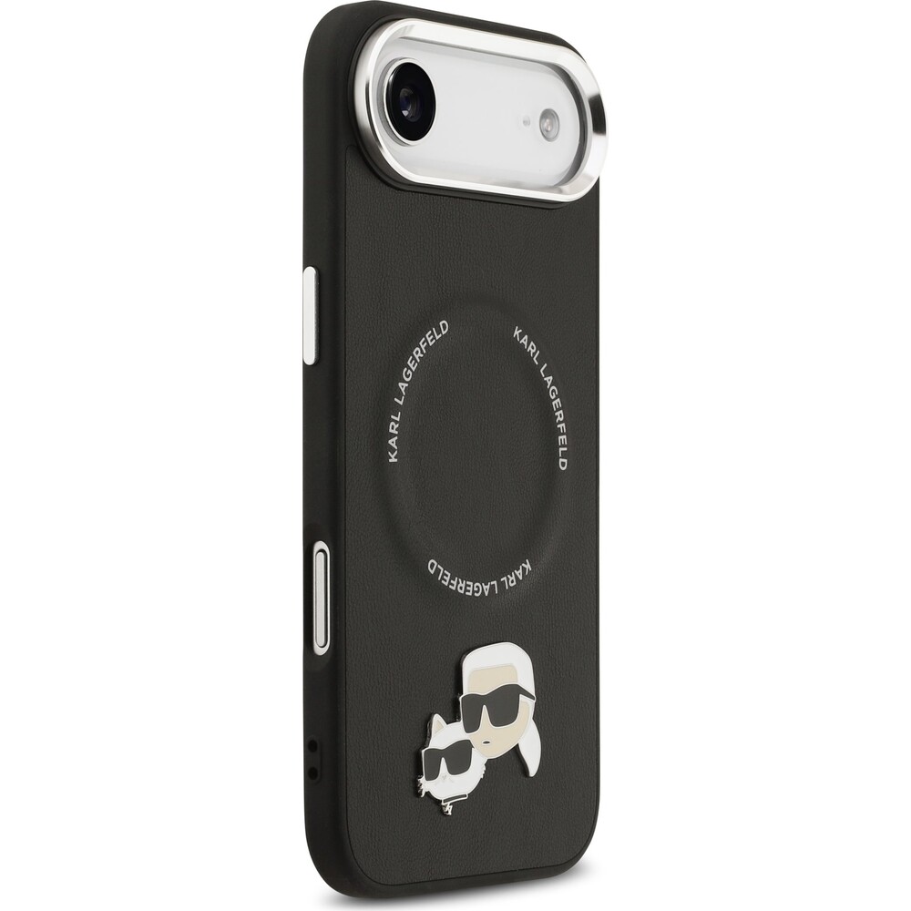 Karl-Lagerfeld-PU-Karl-and-Choupette-Heads-Pins-MagSafe-kryt-iPhone-Air-cerny
