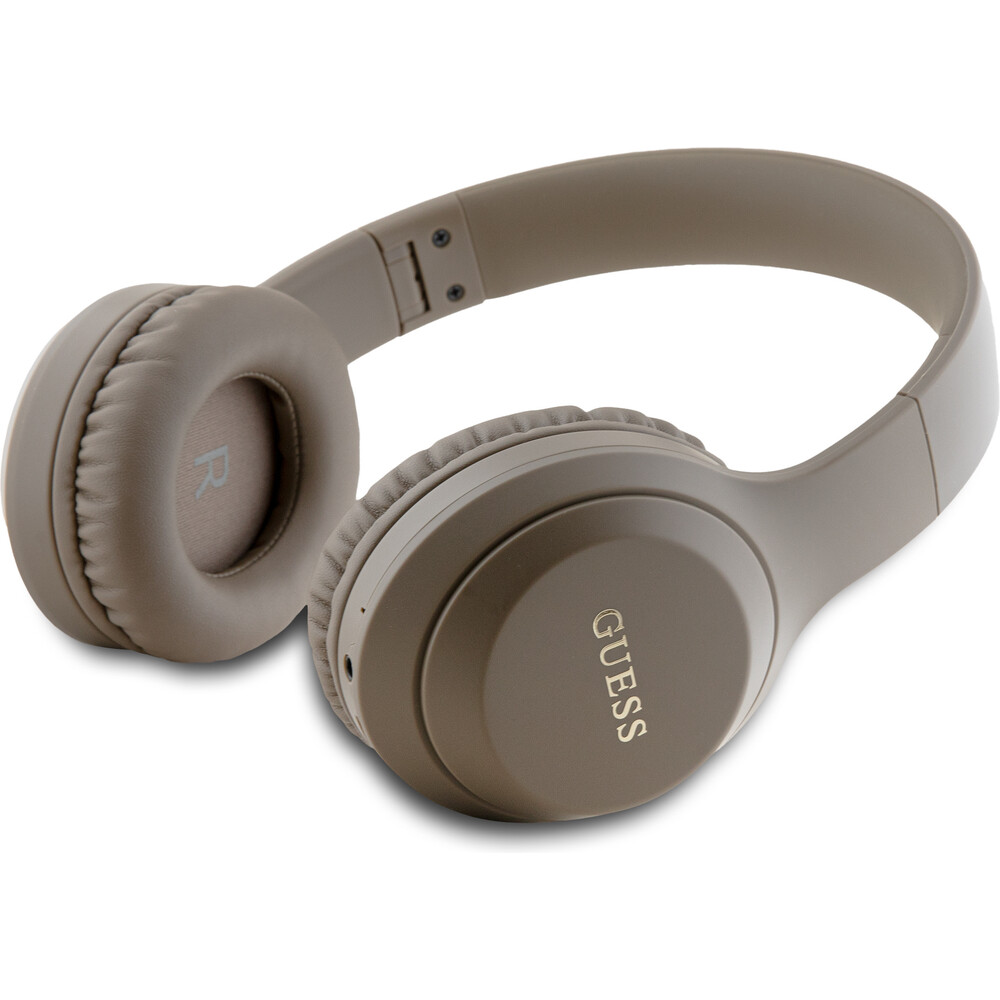 Guess-Classic-Silver-Logo-Bluetooth-bezdratova-sluchatka-hneda