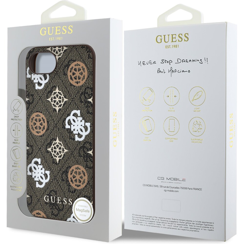 Guess-PU-4G-Peony-MagSafe-kryt-iPhone-17e-16e-hnedy