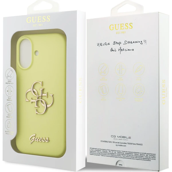 Guess-Liquid-Silicone-4G-Metal-Logo-kryt-iPhone-17-zluty