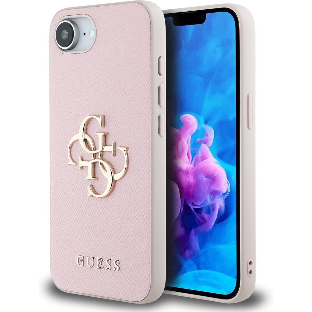 Guess-PU-Grained-4G-Metal-Logo-kryt-iPhone-17e-16e-ruzovy