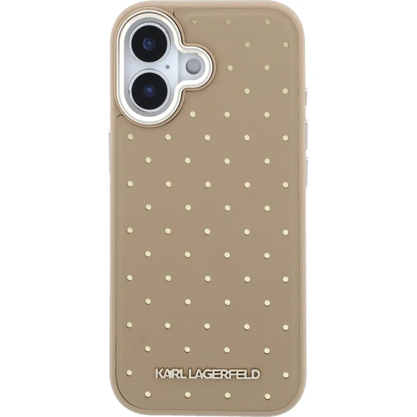 Karl-Lagerfeld-PU-Perforated-Gold-Dots-MagSafe-kryt-iPhone-17-bezovy