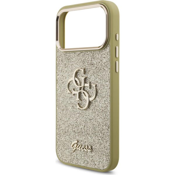Guess-PU-Fixed-Glitter-4G-Metal-Frame-kryt-iPhone-17-Pro-Max-zlaty