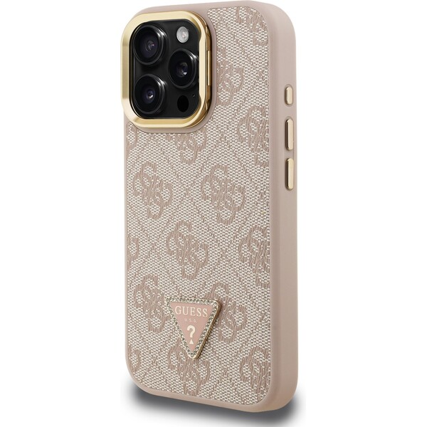 Guess-PU-4G-Strass-Triangle-Logo-Stand-Camera-Frame-MagSafe-kryt-iPhone-15-Pro-Max-ruzovy