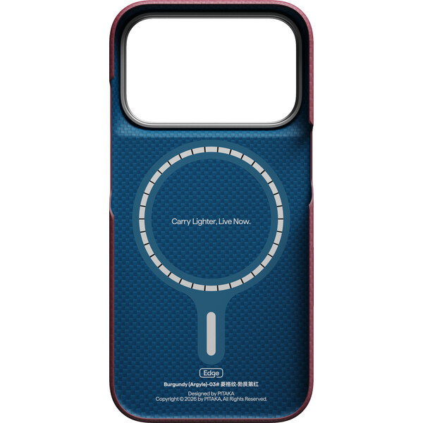 Pitaka-Edge-Case-Argyle-MagSafe-kryt-iPhone-18-Pro-Burgundy