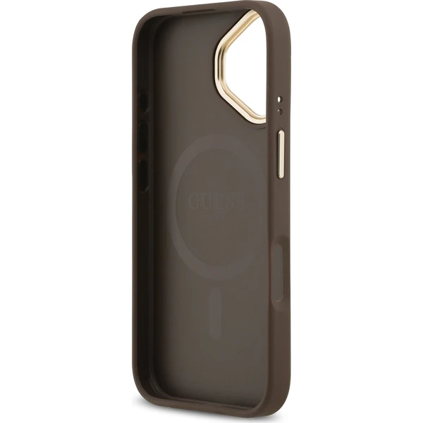 Guess-PU-Leather-4G-Gold-Frame-MagSafe-kryt-iPhone-17-hnedy