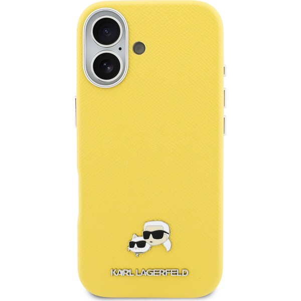 Karl-Lagerfeld-PU-Karl-and-Choupette-Heads-Pins-MagSafe-kryt-iPhone-17-zluty