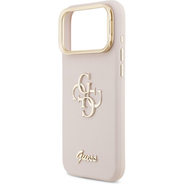 Guess-PU-Grained-4G-Logo-Stand-Camera-Frame-kryt-iPhone-17-Pro-Max-ruzovy