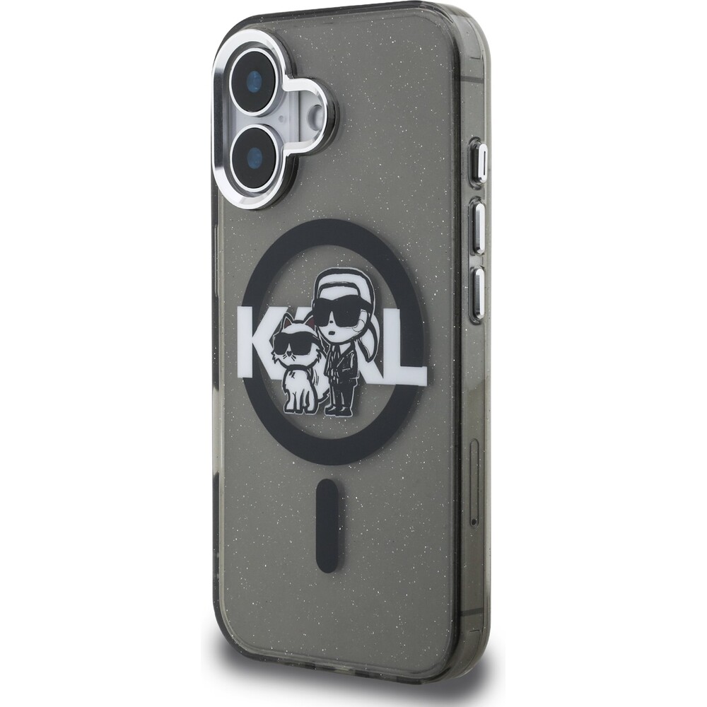 Karl-Lagerfeld-IML-Glitter-Karl-and-Choupette-Sketch-MagSafe-kryt-iPhone-16-cerny