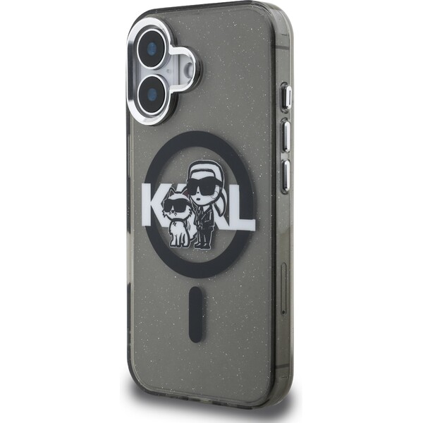 Karl-Lagerfeld-IML-Glitter-Karl-and-Choupette-Sketch-MagSafe-kryt-iPhone-16-cerny