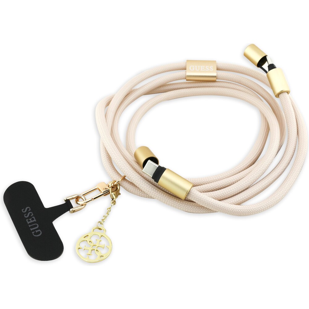 Guess-Crossbody-popruh-4G-Charm-s-nabijecim-kabelem-USB-C-USB-C-bezovy