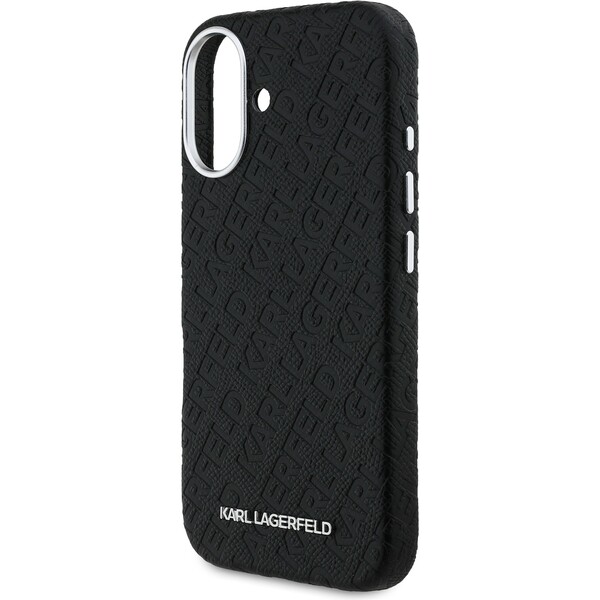 Karl-Lagerfeld-Grained-PU-Repeated-Logo-MagSafe-kryt-iPhone-16-cerny