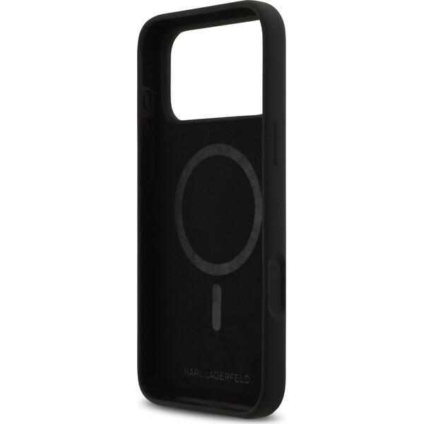 Karl-Lagerfeld-Liquid-Silicone-K-CH-Sketch-MagSafe-kryt-iPhone-17-Pro-Max-cerny