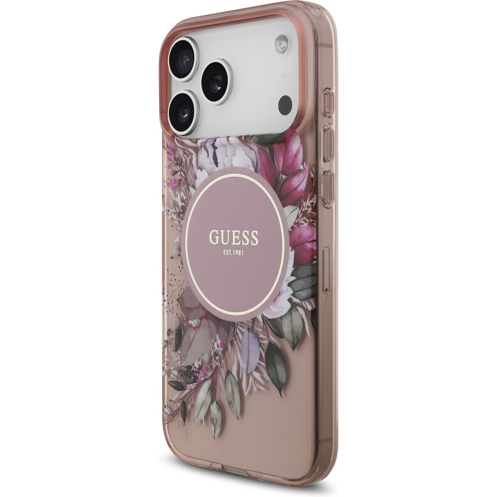 Guess-IML-Flowers-Strap-MagSafe-kryt-iPhone-17-Pro-Max-ruzovy
