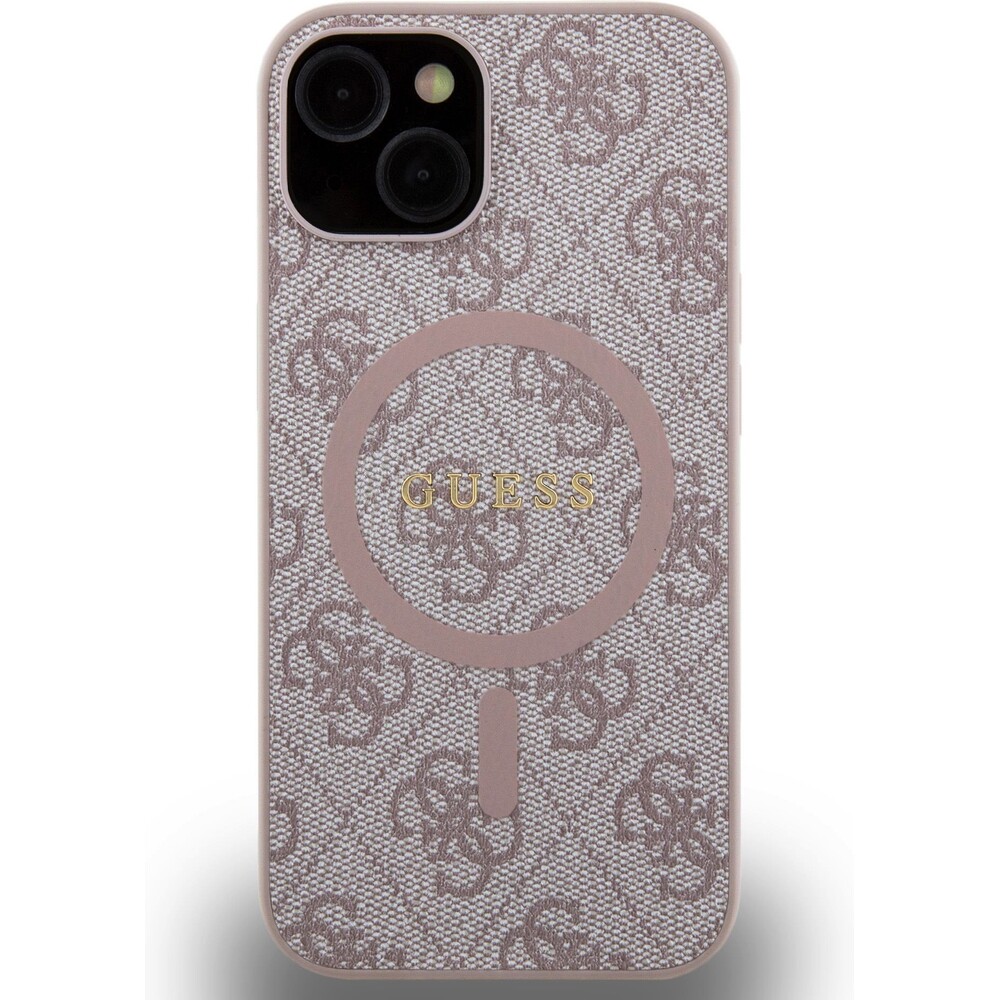 Guess-PU-Leather-4G-Colored-Ring-MagSafe-kryt-iPhone-14-ruzovy