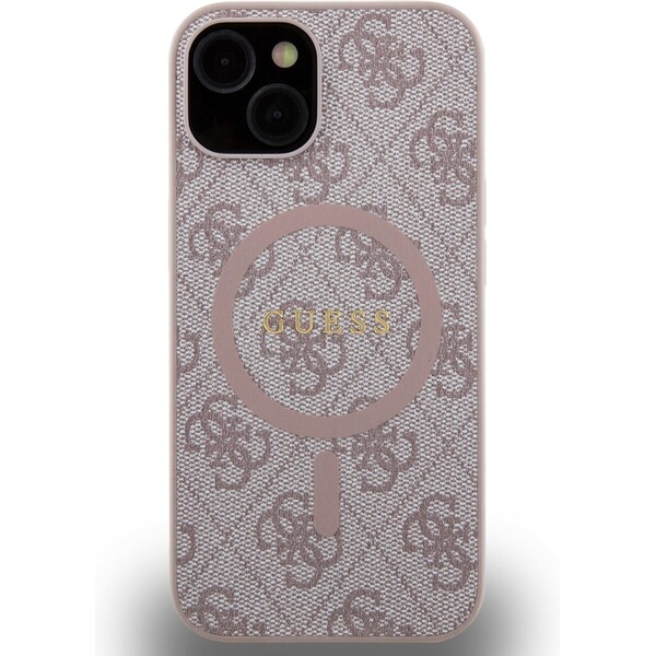 Guess-PU-Leather-4G-Colored-Ring-MagSafe-kryt-iPhone-14-ruzovy
