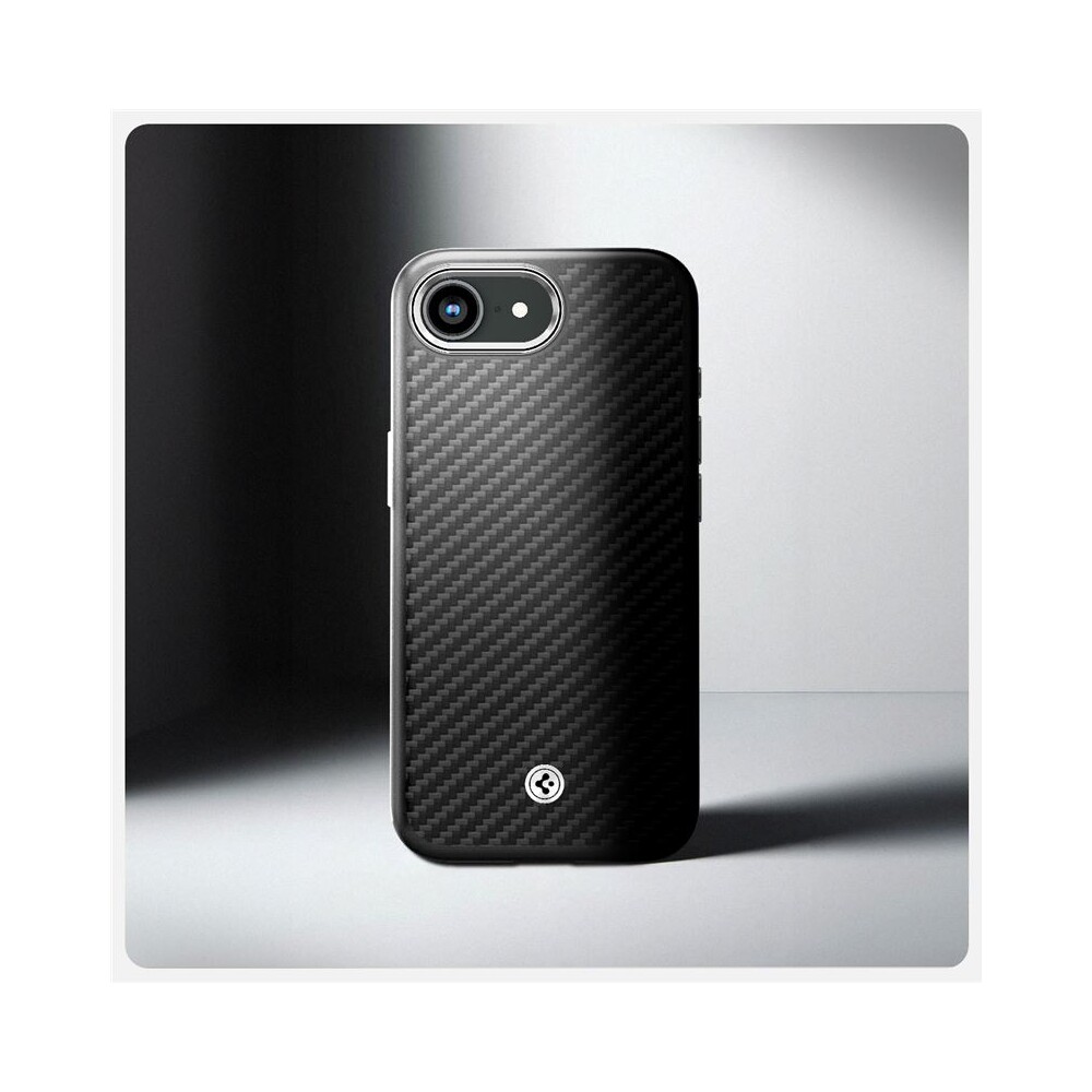 Spigen-Enzo-Aramid-MagSafe-kryt-iPhone-17e-16e-matne-cerny