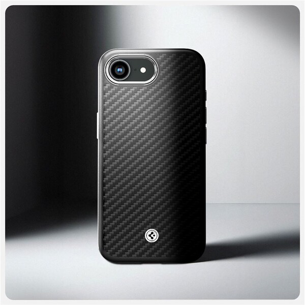 Spigen-Enzo-Aramid-MagSafe-kryt-iPhone-17e-16e-matne-cerny