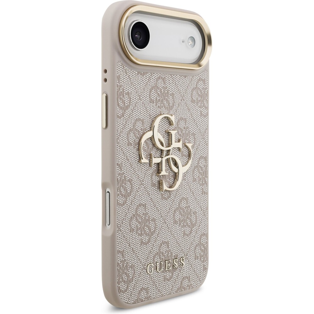 Guess-PU-Leather-4G-Metal-Logo-Gold-Frame-kryt-iPhone-Air-ruzovy