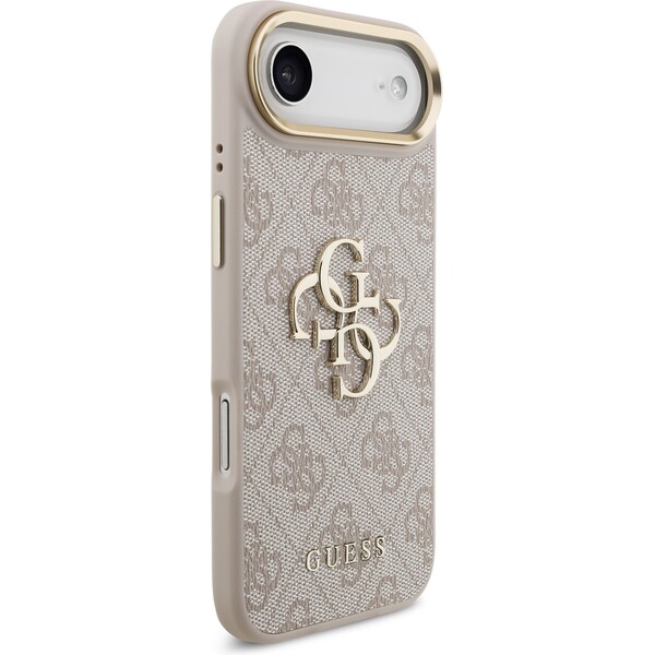 Guess-PU-Leather-4G-Metal-Logo-Gold-Frame-kryt-iPhone-Air-ruzovy